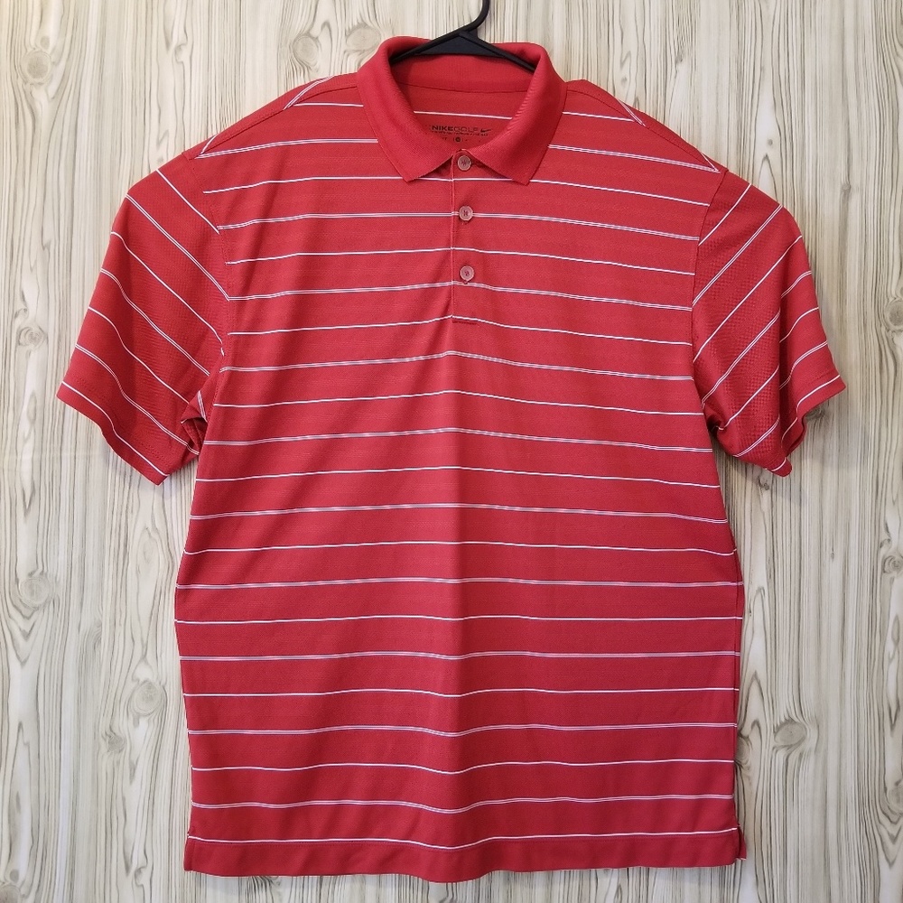 Nike Golf Dri Fit S/S Polo Red/white Striped Mens